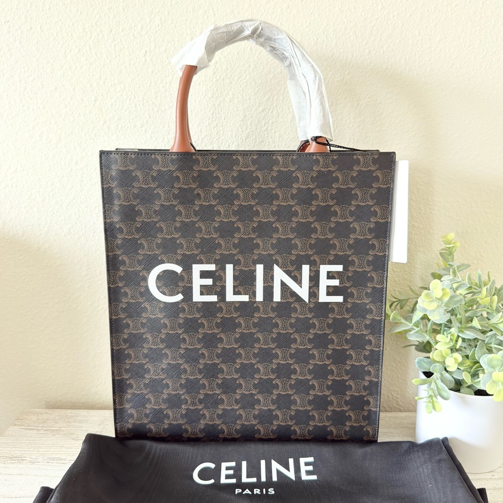 New Celine Small Cabas Vertical Triomphe canvas tote shoulder handbag